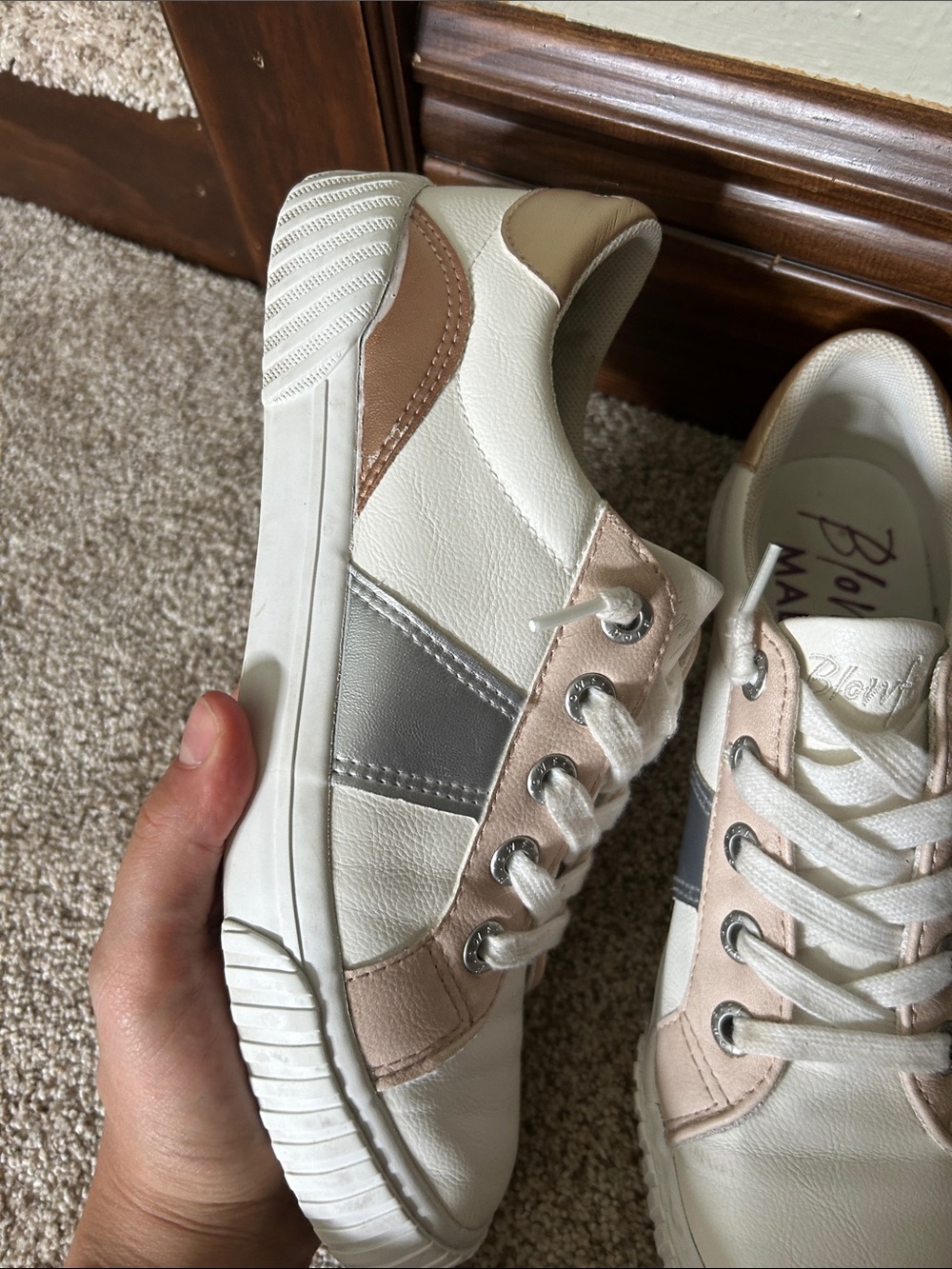 BLOWFISH Malibu White Sneakers with Rose Gold and Silver Accents - Picture 7 of 10